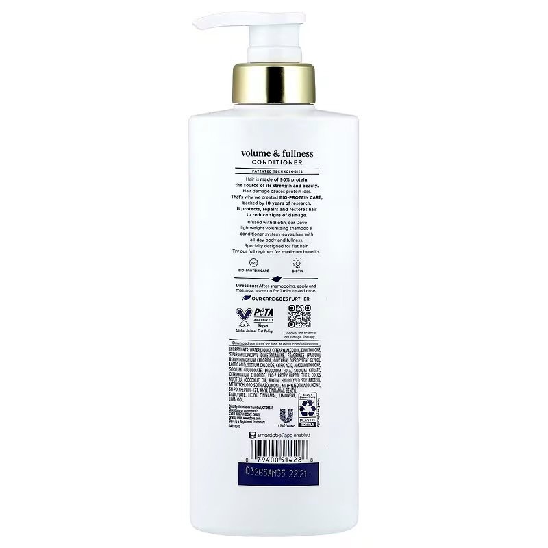 بلسم دوڤ لتكثيف الشعر-Dove, Volume & Fullness, Conditioner, 18 fl oz (532 ml)