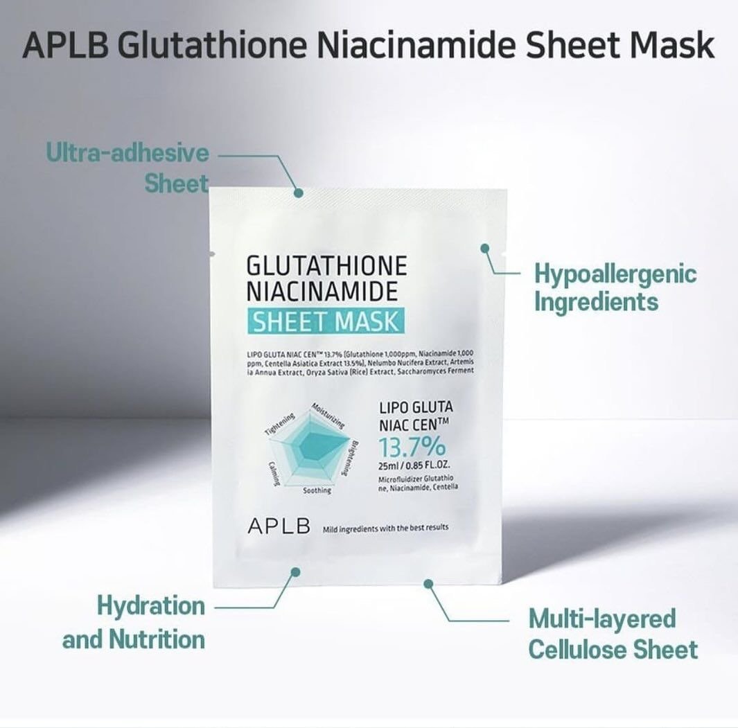 APLB - Glutathione Niacinamide Sheet Mask Bundle Set 5 pcs
