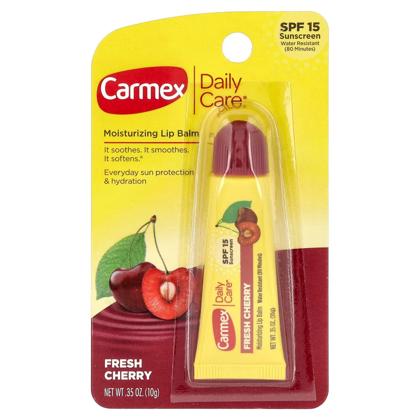 Carmex, Daily Care®, Moisturising Lip Balmمرطب شفاه , SPF 15, Fresh Cherry, 10 g (0.35 oz)