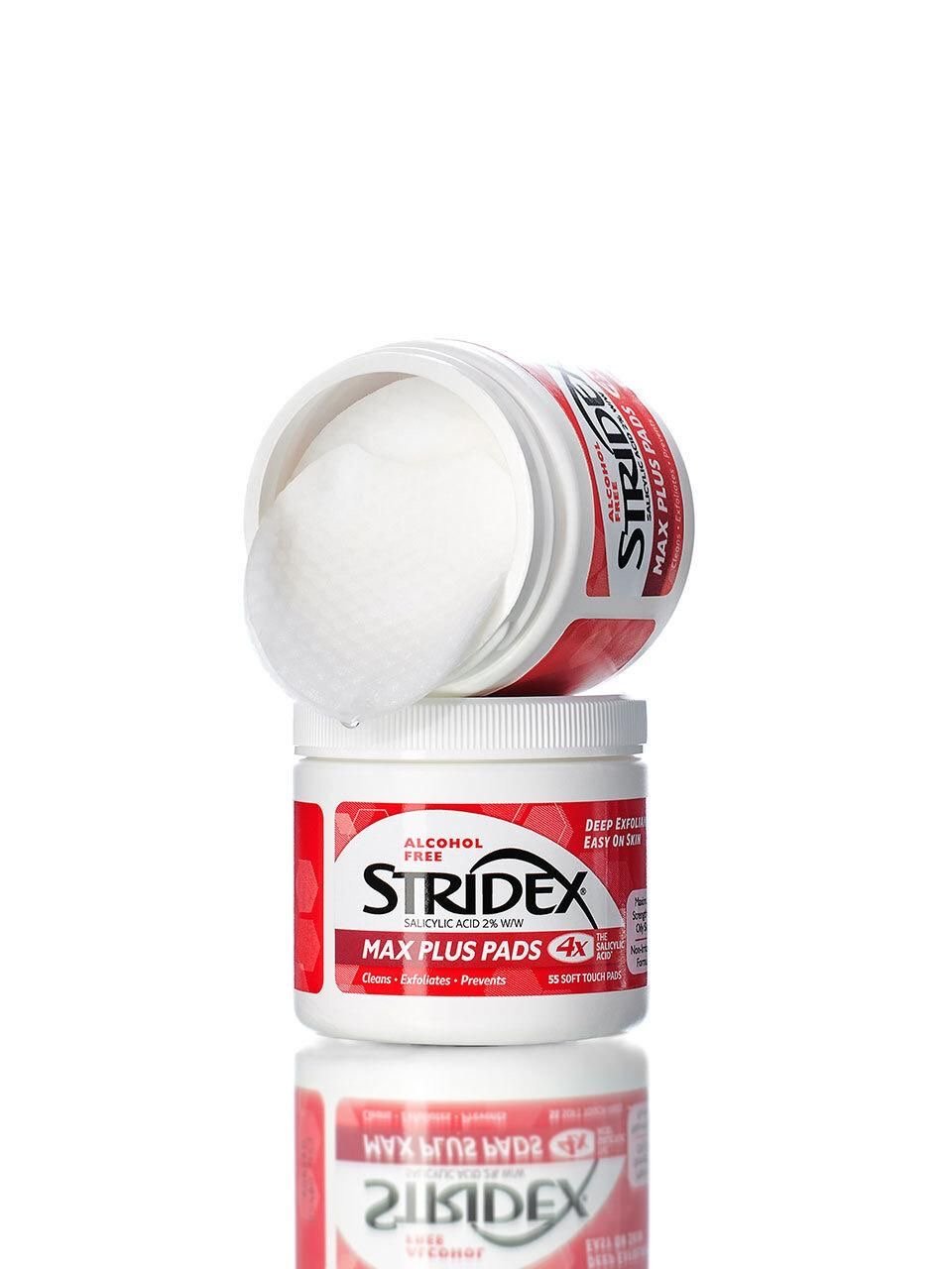 Stridex- مسحات قطنية للسيطرة على حب الشباب، فعالية قصوى، خالٍ من الكحول، 55 قطعة