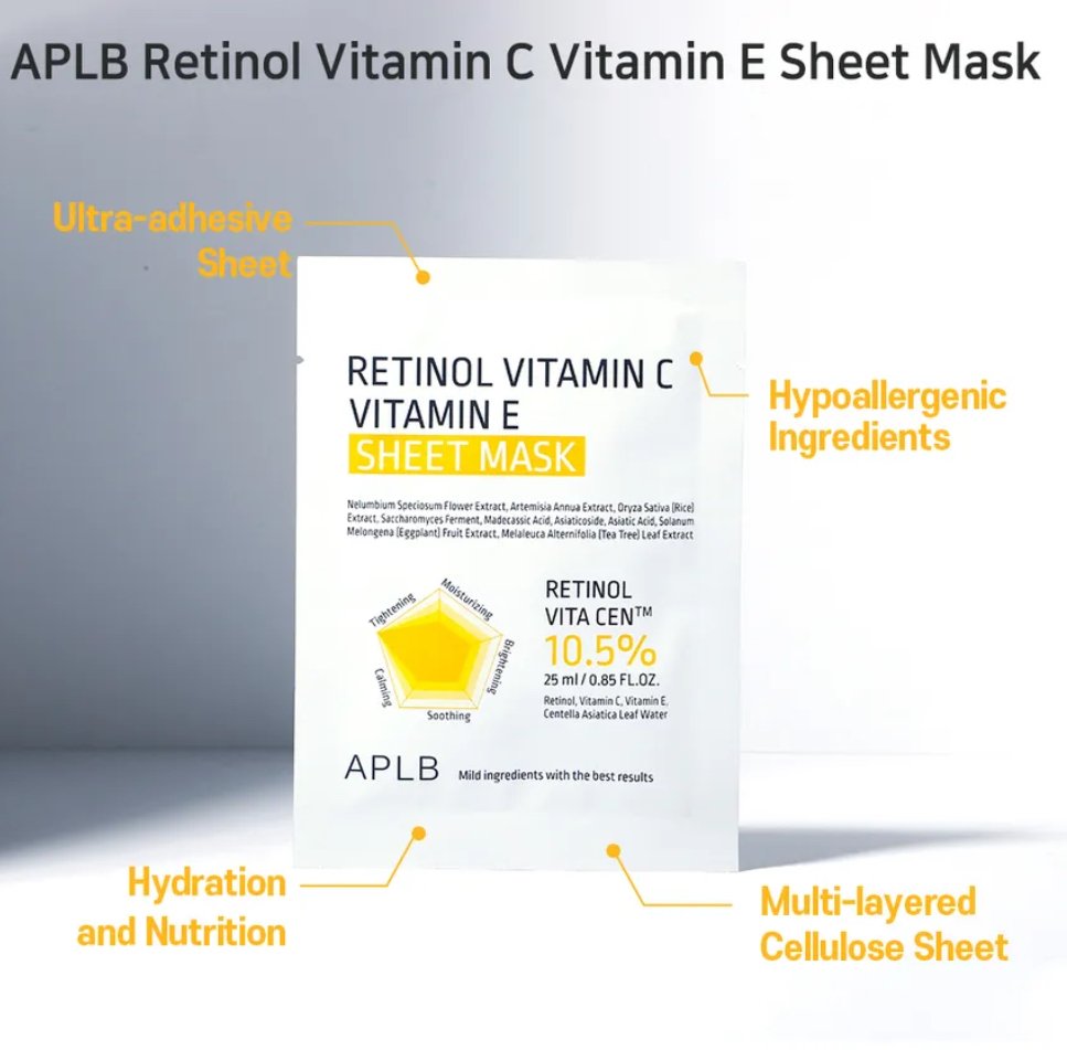 APLB - Retinol Vitamin C Vitamin E Sheet Mask -1pcs