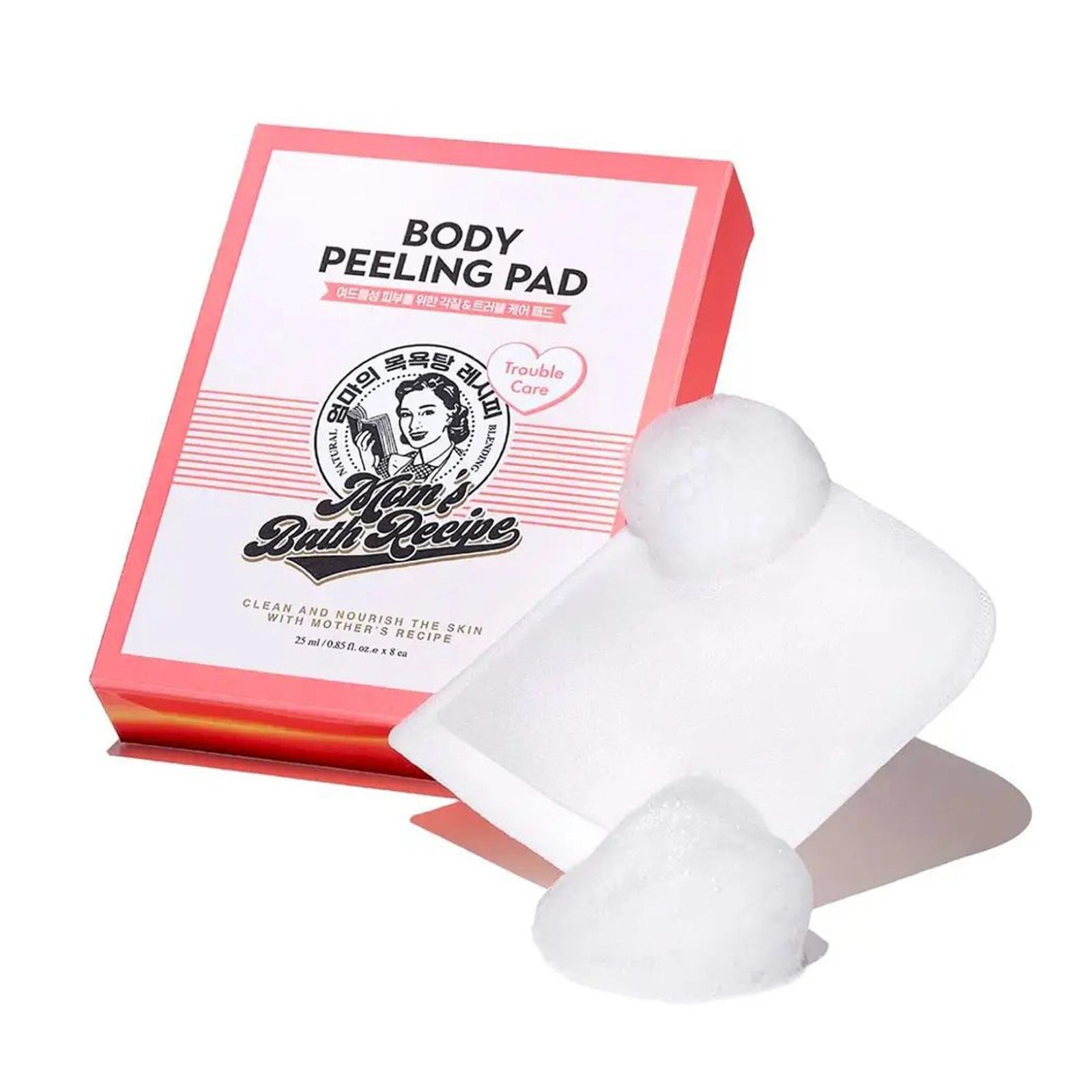 ليفة تقشير الجسم الكورية العناية المكثفة Mom's Bath Recipe Body Peeling Pad Trouble Care