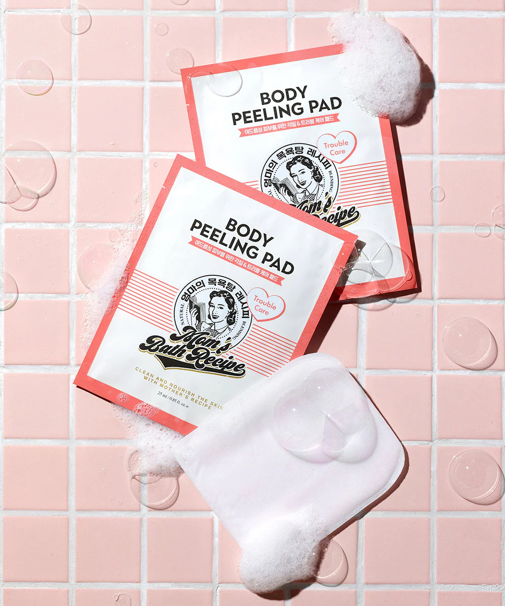 ليفة تقشير الجسم الكورية العناية المكثفة Mom's Bath Recipe Body Peeling Pad Trouble Care