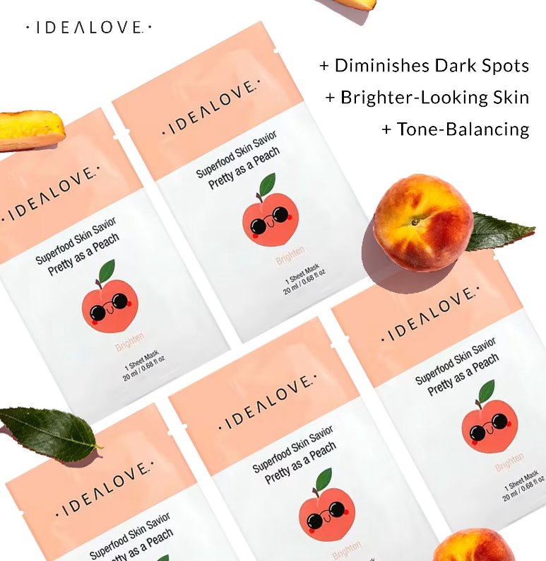 Idealove, Superfood Skin Savior, Pretty as a Peach, ماسك ايديا لوڤ قطعة ١